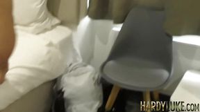 Gorgeous Alora Lux sucks hard dick while bestie watches