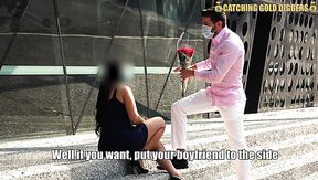 Gold digger cheating on her boyfriend for some cash