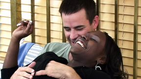 Raw Throat Fucker Black Teen Banged Rough by Huge White Dick&#x1F346;