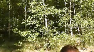 Bombshell German BBW finger fuck her twat inside the middle of the woods