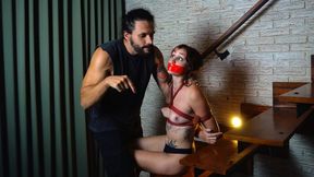 (UHD 4K) BOUND WITH ROPE AND GAG TAPE: NAKED JINA STRUGGLES WITH HER PREDICAMENT - Submissive and bound, she tries to break free, her movements restrained as she struggles for a chance of escaping