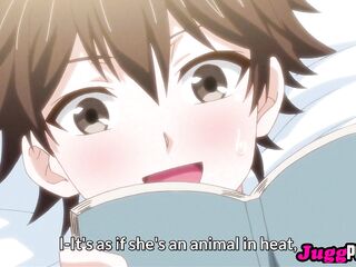 Hot and horny MILF enjoys milking a stud's cock while they read a book. UNCENSORED HENTAI