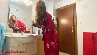 BTS pamela sanchez inside WC seduces her roommates bf to