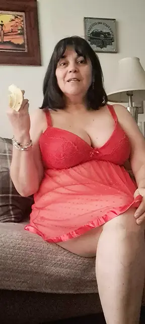 Part 1 Stepson found me in red and his cock got hard