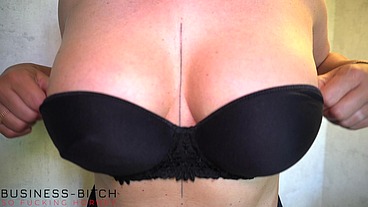 hot secretary titty job ends with cum on her satin bra - business-bitch