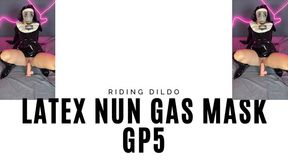 latex nun riding dildo gas mask