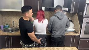 Wife & Husband Cook While Neighbor's Mate Touches Her Cheeky Bits: Betrayal Porn