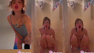 Riding My Rainbow Dildo and Cumming in the Shower