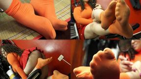 Curvy Velma and her shaped socked feet!