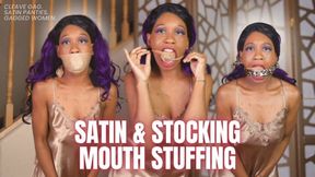 Satin & Stocking Mouth Stuffing: HOUSEWIFE GAG TALK THROUGH THICK THIGH HIGH CLEAVE GAG IN 1080