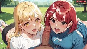 facial cumshot in public park