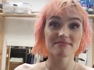 BTS of hot pixie tranny's double anal gangbang