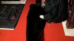 Cbt with extreme high heels and wartenberg pinwheel on a slave totally encased in bondage sack MP4