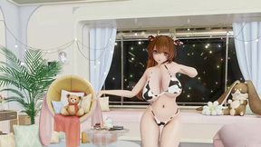sousou no frieren fern hentai undress dance yaosobi idol cow girl outfit big boobs mmd 3d orange hair