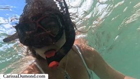 Carissa in the pacific-snorkeling, bubble blowing and foot play