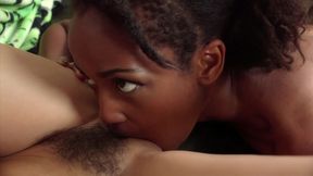 interracial lezzie fantasy on leather sofa gets girls high