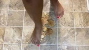foot domination - Goddess MXDominion uses her Beautiful Soles makes Cookie Crumbs  on Floor, femdom, mind fuck, foot slave training  4k