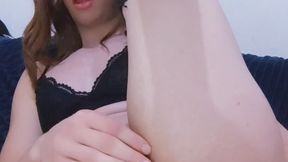Hot sissy CD Fucked by a big cucumber until cum twice