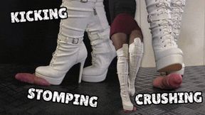 Kicking, Stomping, and Crushing your Cock in White Knee High Heels (Edited Version) - TamyStarly - Cock Balls Crush Trample, Shoejob, CBT, Trampling, Bootjob, Stomping