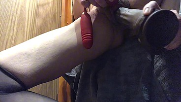 Fucking slutty sloppy hole with BBC Dildo Cock