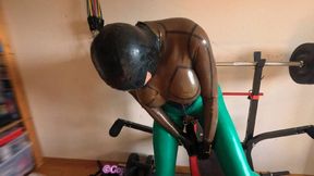 Curvy Big-Boobed Latex Doll Struts on Balcony, Pee, Sucks Cock & Gets Double Dildo Fucked in Sheer Fetish Look PART 3