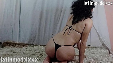 Sexy teen in tiny black swimsuit poses in photoshoot. part 2