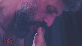 Little slut gets cumshot on her feet
