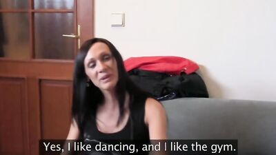 Shy brunette girl gets nailed at her first casting couch interview