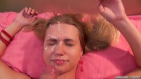 huge facial on annoyed blonde violette pure