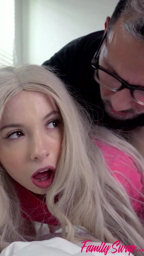 Swap Family 4-some: Curvy Busty MILF Fucks With Stepson While Slim Spinner Gets Creampied By Stepdad