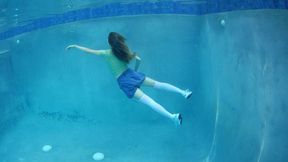 Wetlook in Hoodie, Jean Skirt & Stockings – Zura Moonleaf Soaks Slowly, Then Jumps In