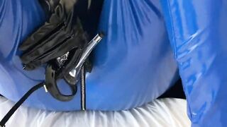 Blue Pants Ebony Vinyl Dress Heels and Gloves