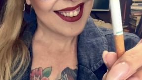 NEWPORT - Total Jeans - Deep Inhales, Mouth Inhales and open mouth exhales, Multiple pumps, Nose exhales, Coughing, Crush, High heel jeans, jeans and blazer, Red lipstick, Natural nails