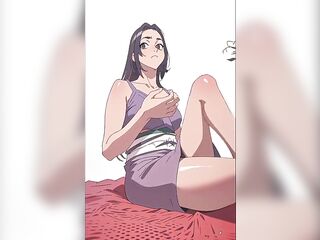 Manga beauty masterbating with cucumber.