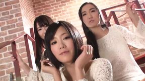 Three sexy Japanese ladies at a lingerie gathering