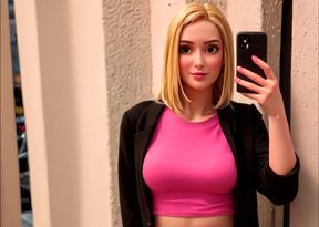 Jerk off instruction from blonde with phone JOI Enjoy AI