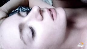 Fucked stepdaughter slurps stepdad's jizz in extreme close-up, slow-mo, twice, four times