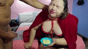 little red riding hood loves facefuck, having her face humiliated and eating her food covered in cum