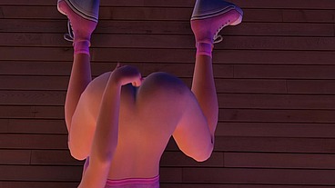 Cute chick is playing with her ass