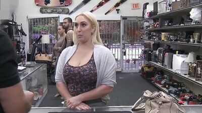 Big booty blonde babe gets shagges in the office by a stranger