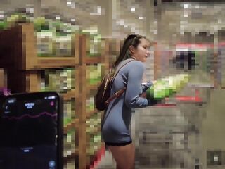 Remote vibe teasing walk! Twat juice gushing, creampie orgasm