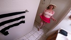 stepmom catches stepson masturbating in the bathroom and helps him cum