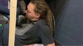Dirty ankle boots soles licking and painful abs trampling