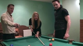 Two frat boys fuck a married teacher in a bar.