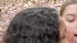 two GIRLS SUCKING OFF PENIS INTO RAINFOREST