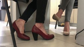 TWO GIRLS SHOEPLAY IN HEELS UNDER OFFICE DESK - MP4 HD