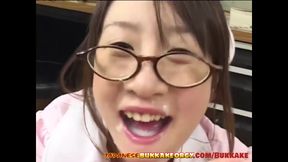16 cumshots for cute Japanese Nurse - Japanese Bukkake Orgy