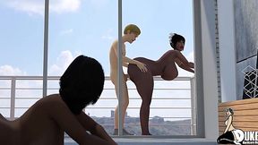 Teen guy cheated with BBW maid on the balcony until his Ebony wife caught them!