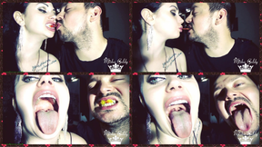 We are eating gummy worns &amp; kissing ! Mouth , teeth, tongues, kiss, chewing, vore fetishes!