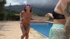 Maya Homerton - Cruel Bondage Walk Training on the Pool Deck - Part 2 wmv SD